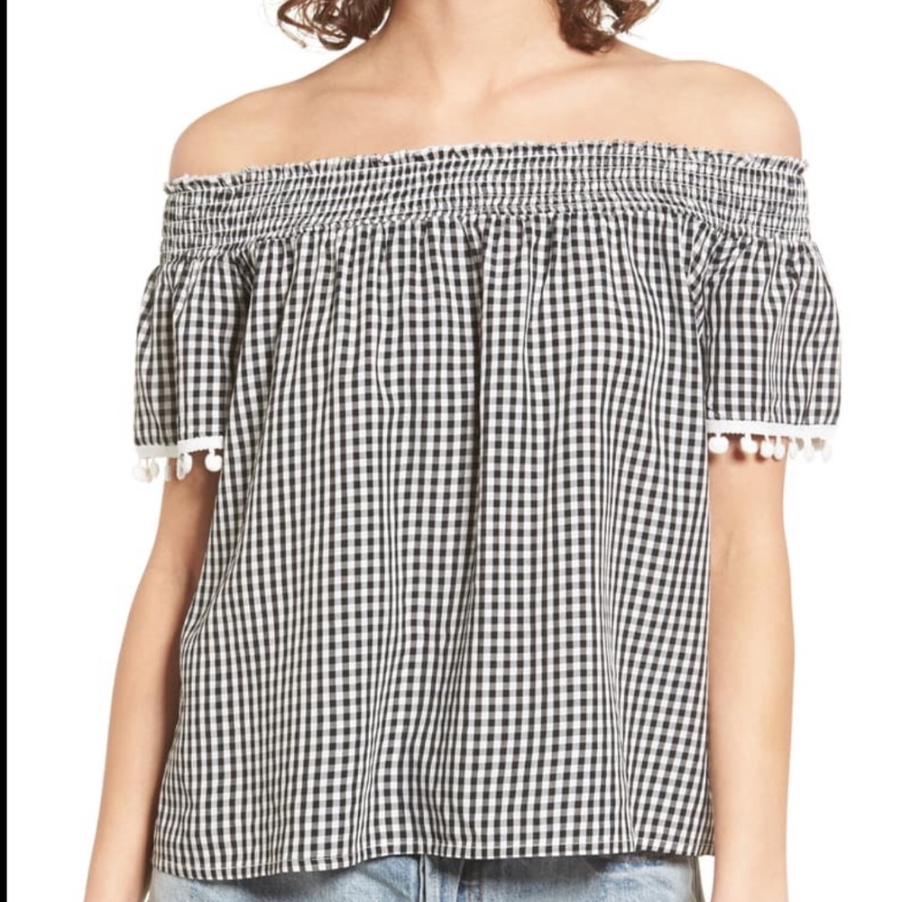 Love, Fire Off-the-Shoulder Gingham Top